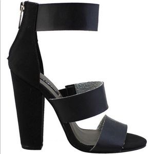 Black Strap Chunky Heels